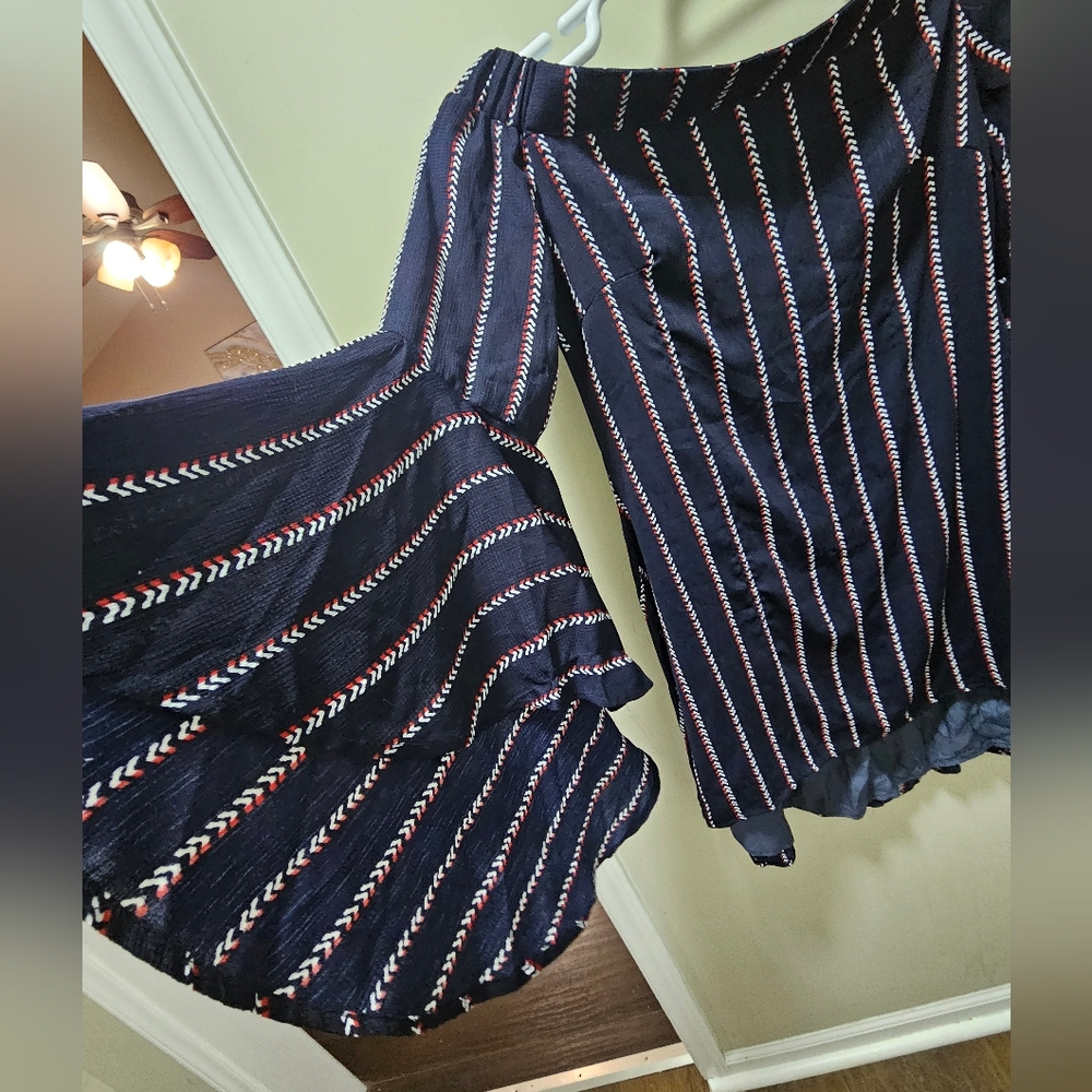 Away Navy and Red Striped High Low Dress - Picture 7 of 11